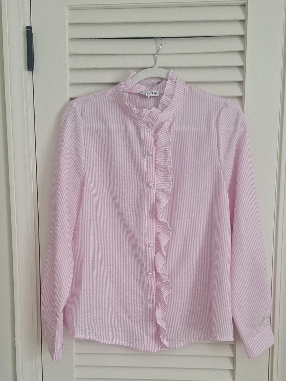 Womens Pink Ruffled Blouse